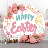 Painted Cute Color Eggs Carrot Round Easter Backdrop